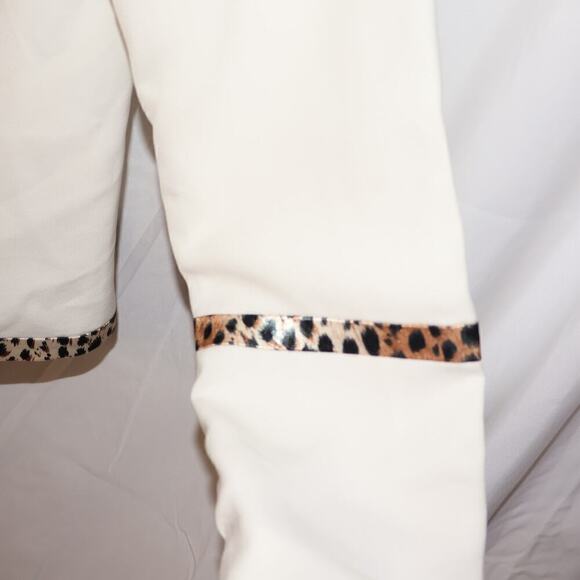 Midnight Velvet Size 12 White Jacket Animal Trip Polyester Hook Eye Lined - Picture 10 of 14